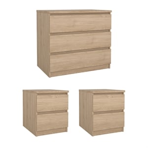 Tvilum Naia Jackson Hickory 3-Piece Bedroom Set - Chest And Nightstand Set Of 2
