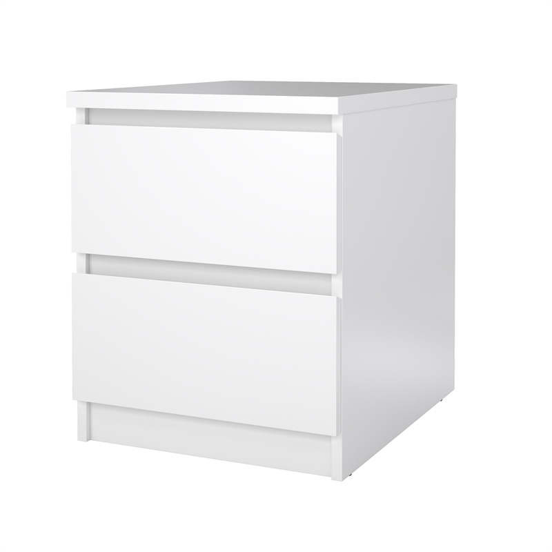 Tvilum Naia White High Gloss 2 Drawer Nightstand - Set of 2