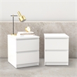 Tvilum Naia White High Gloss 2 Drawer Nightstand - Set of 2