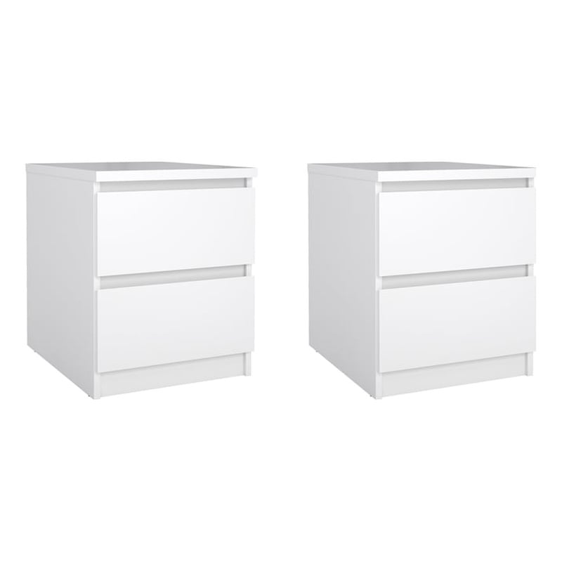 Tvilum Naia White High Gloss 2 Drawer Nightstand - Set of 2