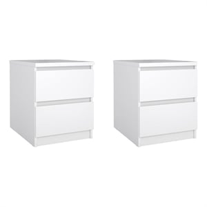 Tvilum Naia White High Gloss 2 Drawer Nightstand - Set of 2