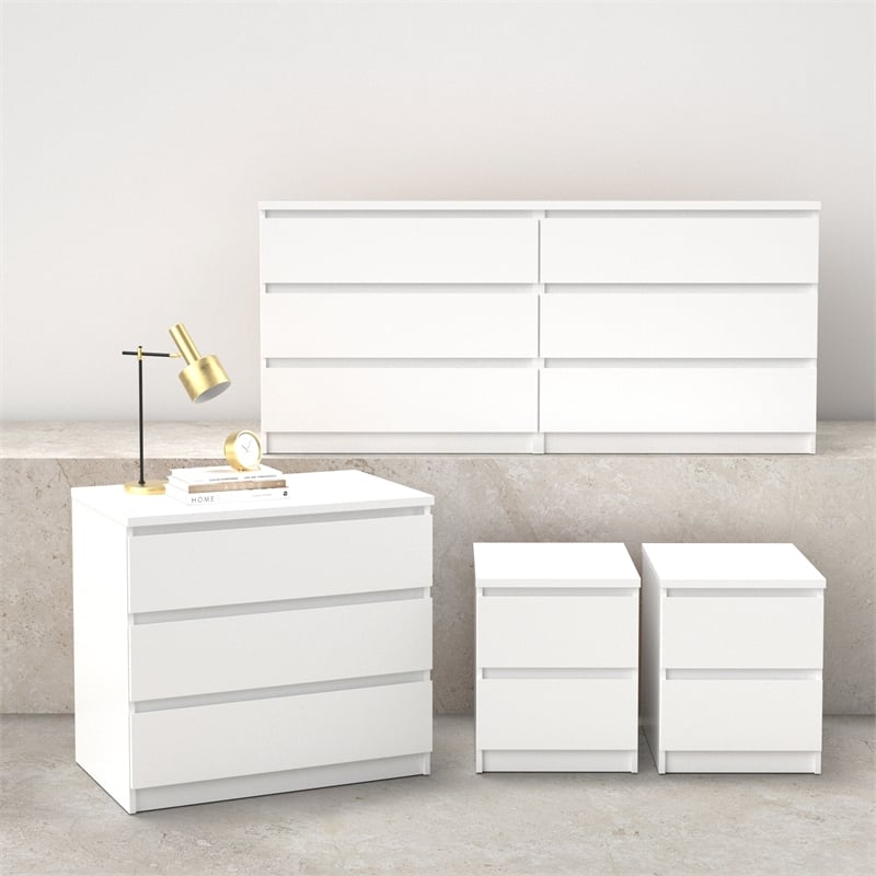 Tvilum Naia White High Gloss 4-Piece Bedroom Set