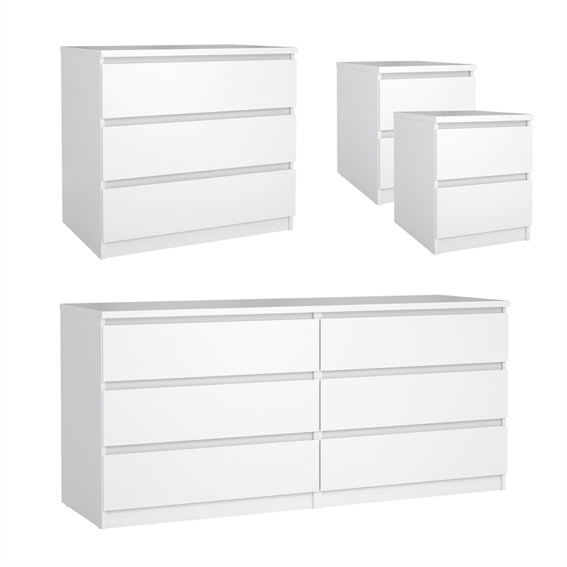 Tvilum Naia White High Gloss 4-Piece Bedroom Set