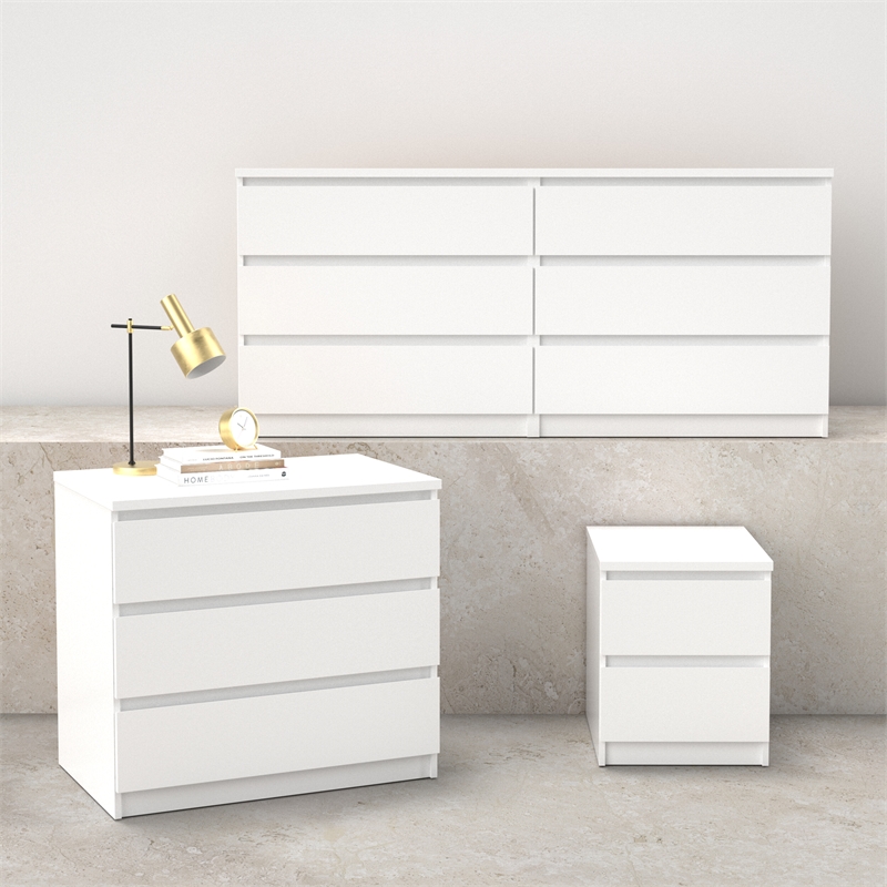 Tvilum Naia White High Gloss 3-Piece Bedroom Set