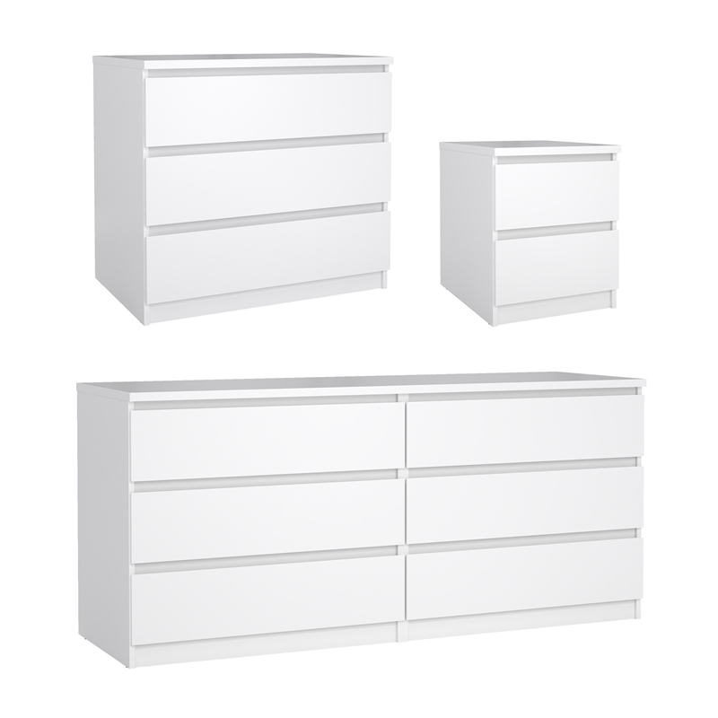 Tvilum Naia White High Gloss 3-Piece Bedroom Set