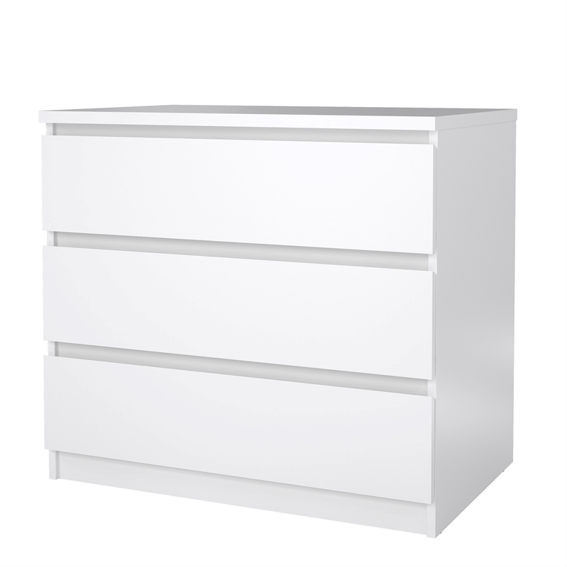 Tvilum Naia White High Gloss 3-Piece Bedroom Set - Chest And Nightstand Set Of 2