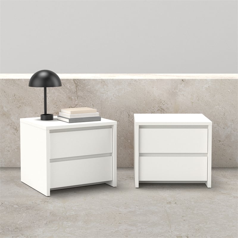 Tvilum Next White 17-Inch Tall 2-Drawer Nightstand - Set of 2