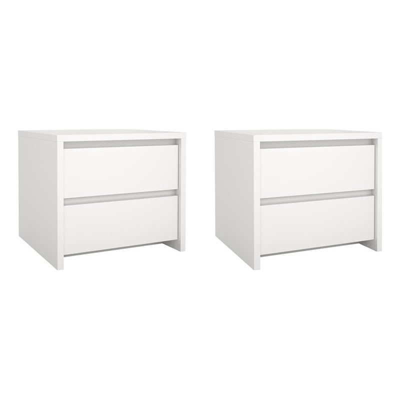Tvilum Next White 17-Inch Tall 2-Drawer Nightstand - Set of 2