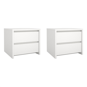 Tvilum Next White 17-Inch Tall 2-Drawer Nightstand - Set of 2