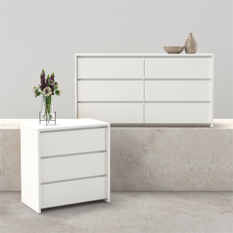 Tvilum Next  White   2-Piece Bedroom Set - 6 Drawer Double Dresser And Chest