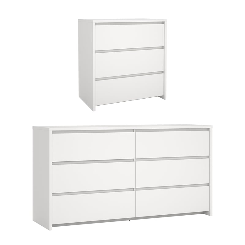 Tvilum Next  White   2-Piece Bedroom Set - 6 Drawer Double Dresser And Chest