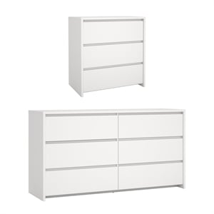 Tvilum Next  White   2-Piece Bedroom Set - 6 Drawer Double Dresser And Chest