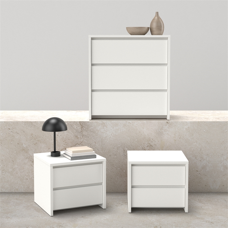 Tvilum Next White   3-Piece Bedroom Set - Chest And Nightstand Set Of 2