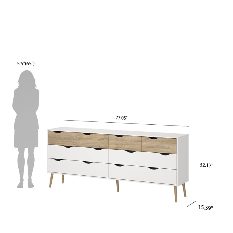 Tvilum Oslo  White/Oak 3-Piece Bedroom Set