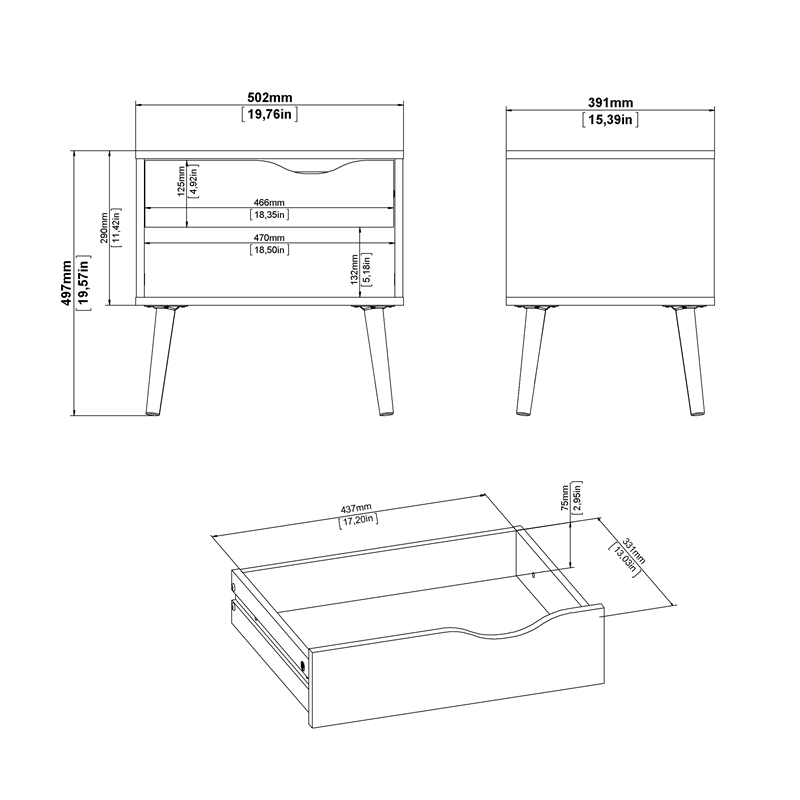 Tvilum Oslo  White/Oak 3-Piece Bedroom Set