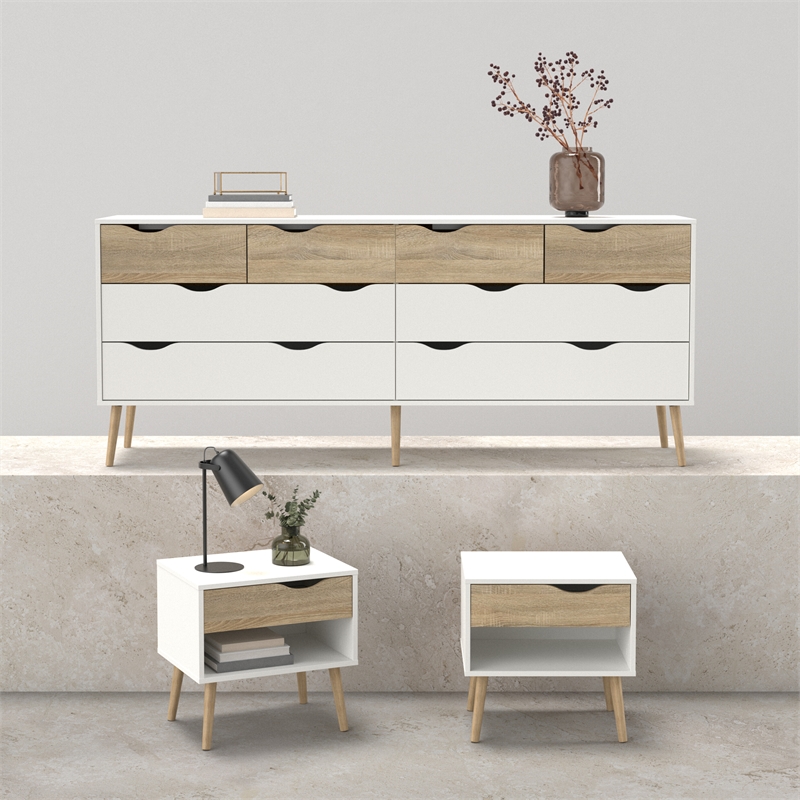 Tvilum Oslo  White/Oak 3-Piece Bedroom Set
