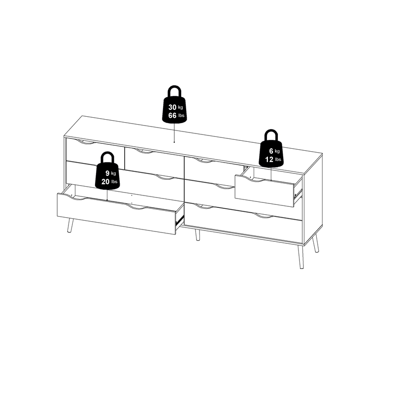 Tvilum Oslo  White/Oak 2-Piece Bedroom Set