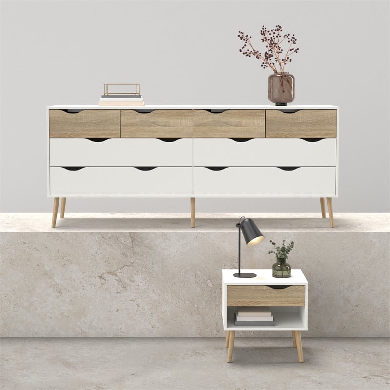 Tvilum Oslo  White/Oak 2-Piece Bedroom Set