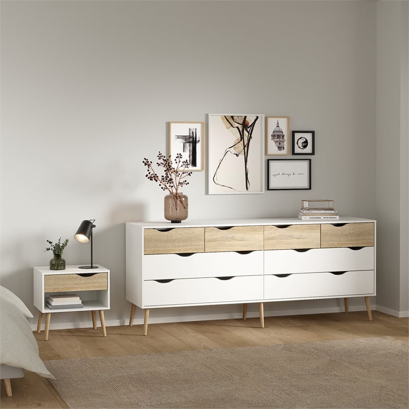 Tvilum Oslo  White/Oak 2-Piece Bedroom Set
