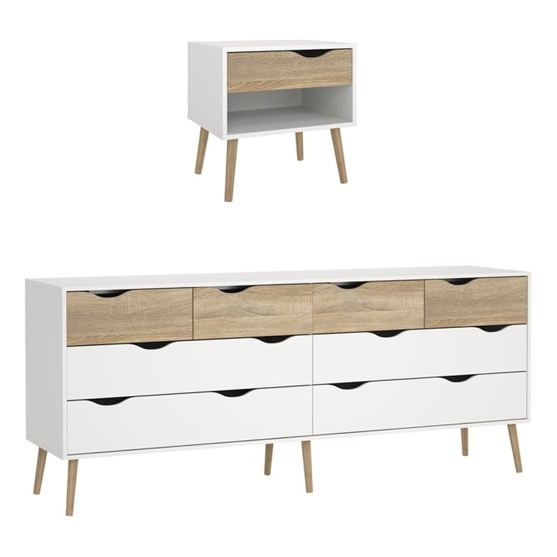 Tvilum Oslo  White/Oak 2-Piece Bedroom Set