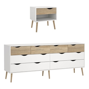 Tvilum Oslo  White/Oak 2-Piece Bedroom Set