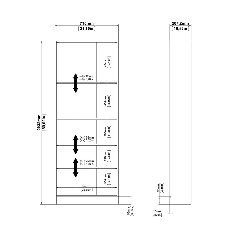 Tvilum Basic White 2-Piece Bookcase Set