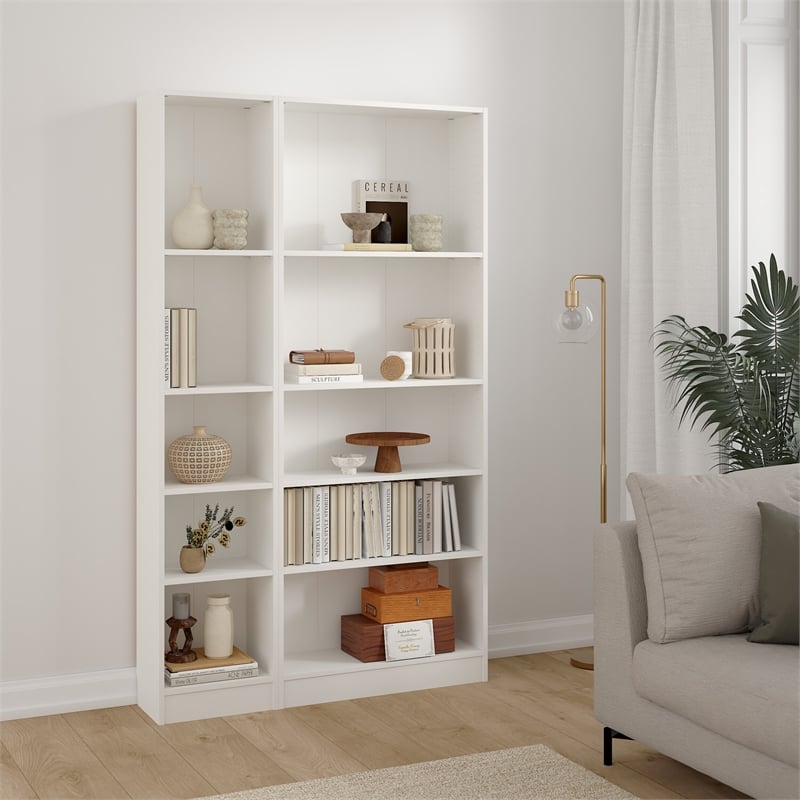 Tvilum Basic White 2-Piece Bookcase Set