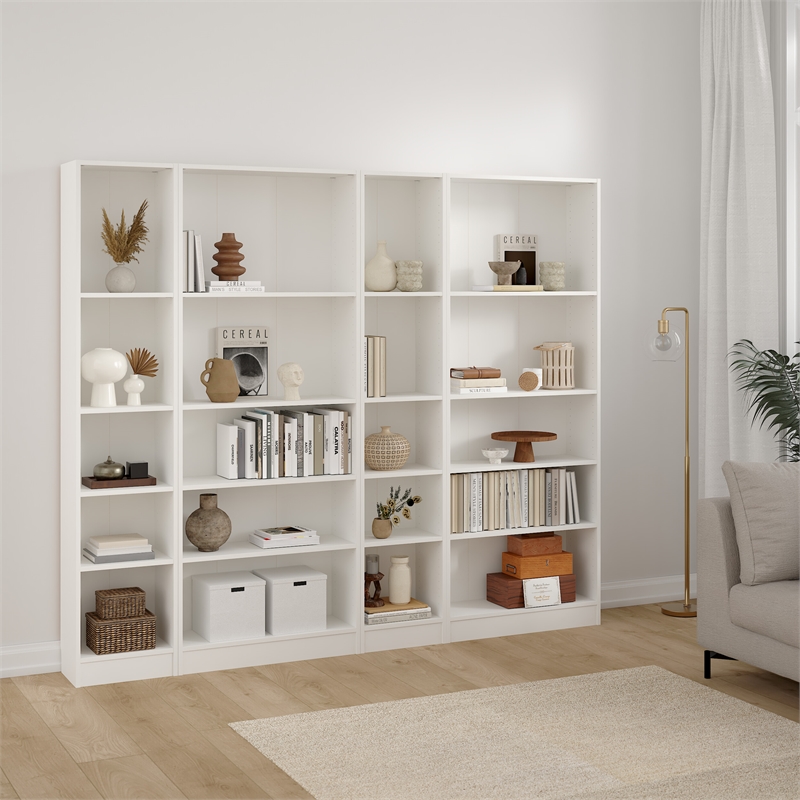 Tvilum Basic White 4-Piece Bookcase Set