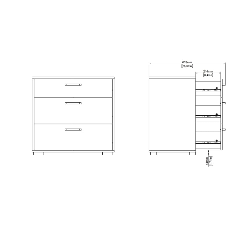 Tvilum Sofia White 3 Drawer Chest
