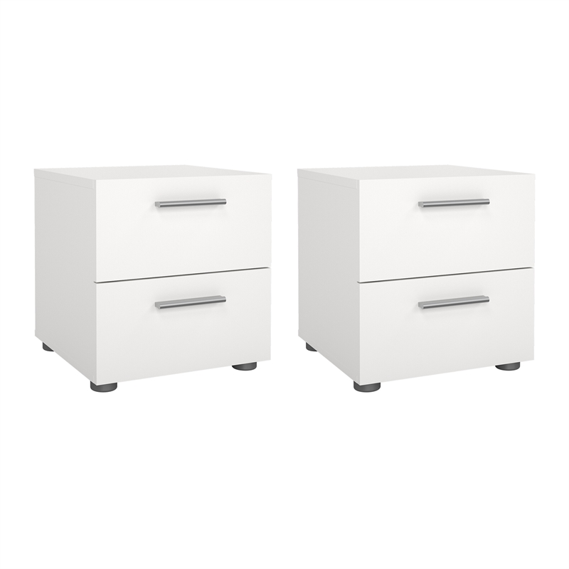 Tvilum Austin White  2 Drawer Nightstand - Set of 2