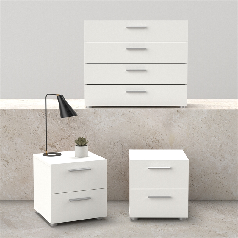 Tvilum Austin White  3-Piece Bedroom Set -Chest And Nightstand Set Of 2