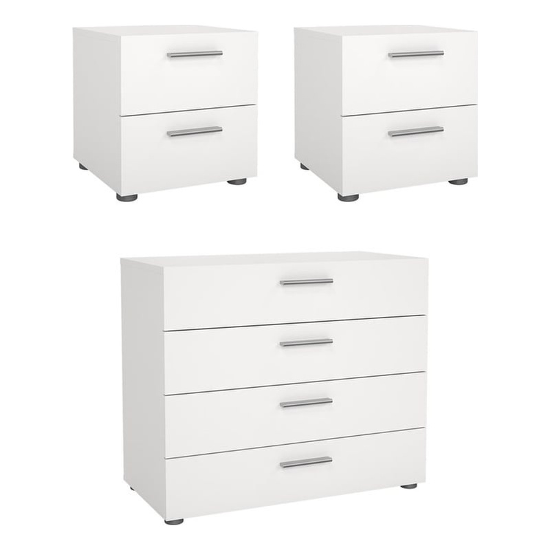Tvilum Austin White  3-Piece Bedroom Set -Chest And Nightstand Set Of 2