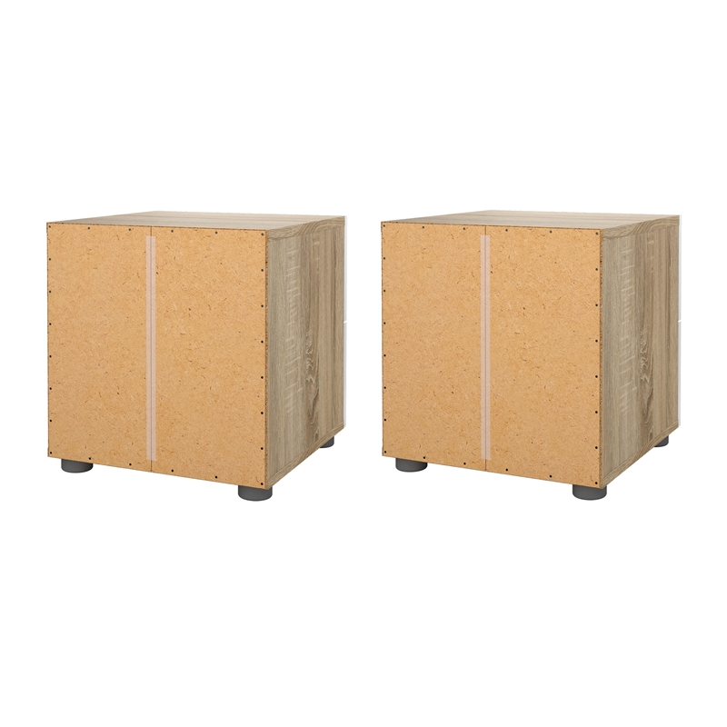 Tvilum Austin Oak/White High Gloss 2 Drawer Nightstand -Set of 2