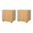 Tvilum Austin Oak/White High Gloss 2 Drawer Nightstand -Set of 2