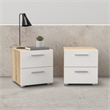 Tvilum Austin Oak/White High Gloss 2 Drawer Nightstand -Set of 2