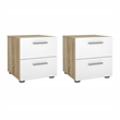 Tvilum Austin Oak/White High Gloss 2 Drawer Nightstand -Set of 2