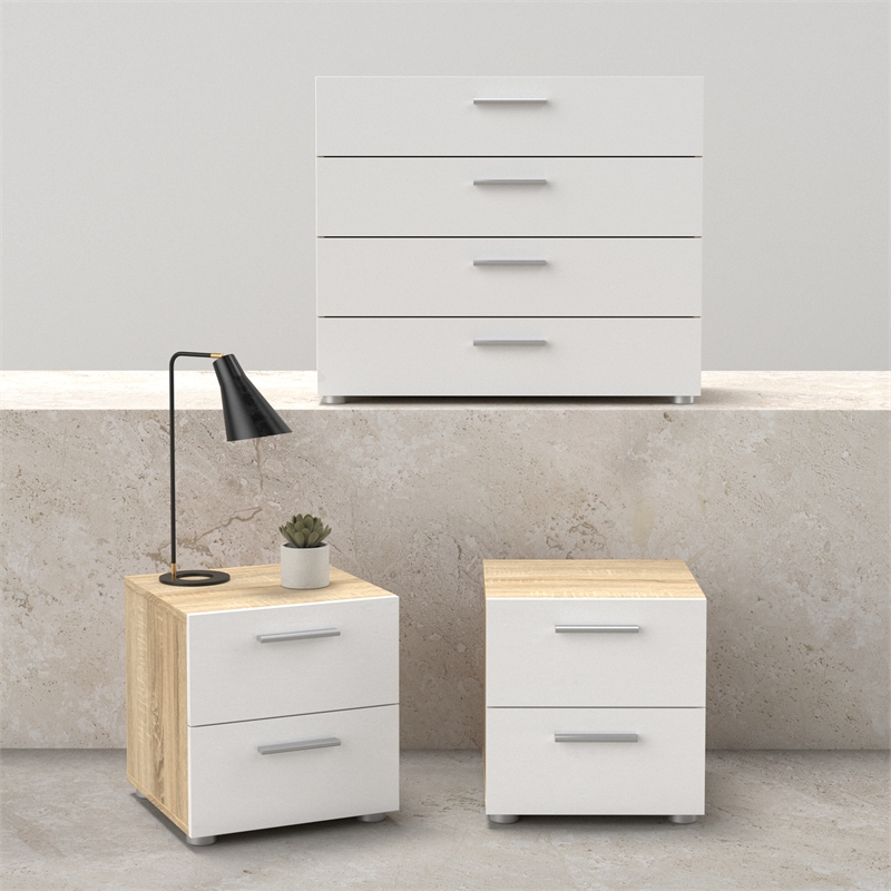 Tvilum Austin Oak/White High Gloss 3-Piece Bedroom Set