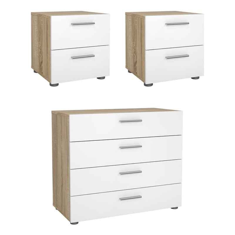 Tvilum Austin Oak/White High Gloss 3-Piece Bedroom Set