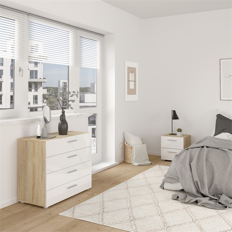 Tvilum Austin Oak/White High Gloss 2-Piece Bedroom Set