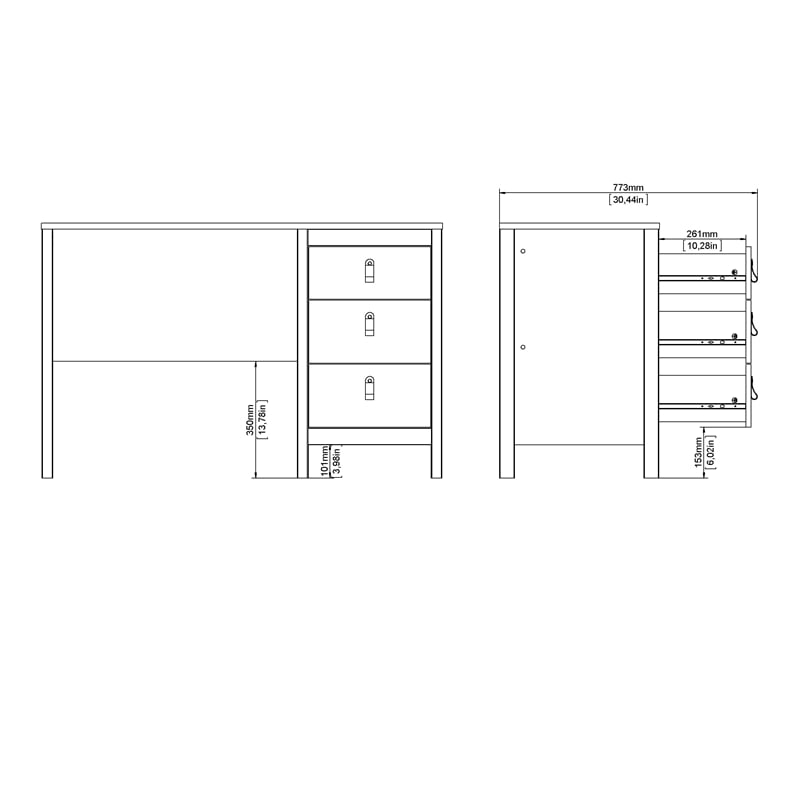 Tvilum Madrid 2-Piece Home Office Set with Desk and Bookcase in Matte Black