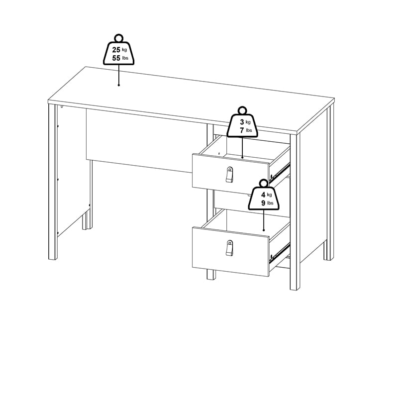 Tvilum Madrid 2-Piece Home Office Set with Desk and Bookcase in Matte Black