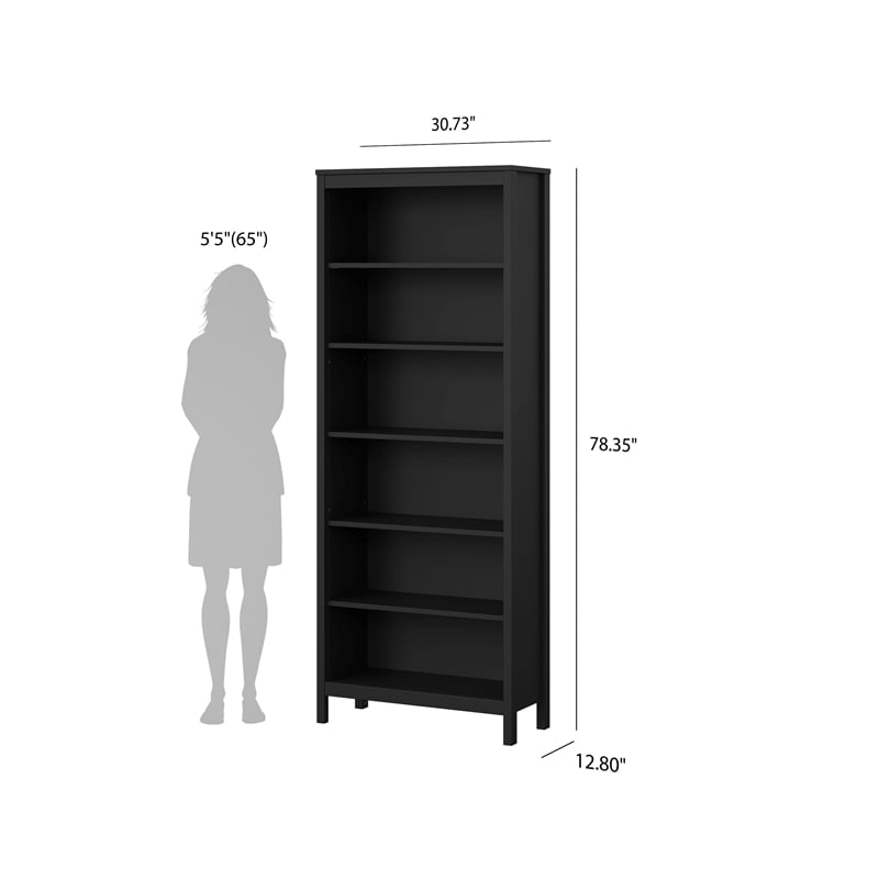 Tvilum Madrid 2-Piece Home Office Set with Desk and Bookcase in Matte Black