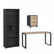 Tvilum 3-Piece Engineered Wood Home Office Set in Matte Grey and Oak
