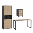 Tvilum 3-Piece Engineered Wood Home Office Set in Matte Grey and Oak