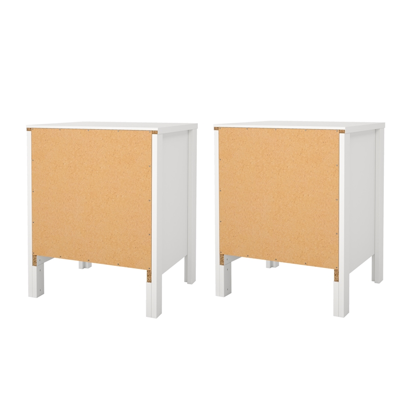 Tvilum Madrid 2 Drawer Engineered Wood Nightstand in White - Set of 2