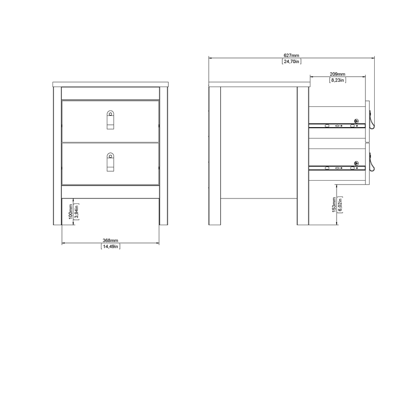 Tvilum Madrid 2 Drawer Engineered Wood Nightstand in White - Set of 2