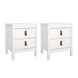 Tvilum Madrid 2 Drawer Engineered Wood Nightstand in White - Set of 2