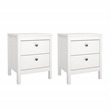 Tvilum Madrid 2 Drawer Engineered Wood Nightstand in White - Set of 2