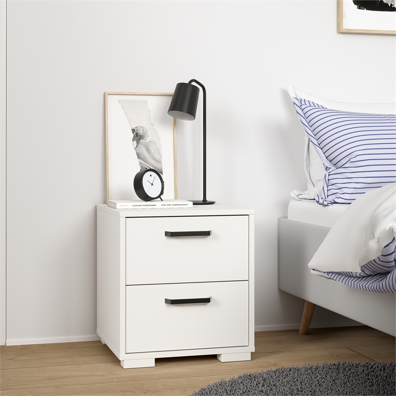 Tvilum Sofia 2 Drawer Engineered Wood Nightstand in White - Set of 2