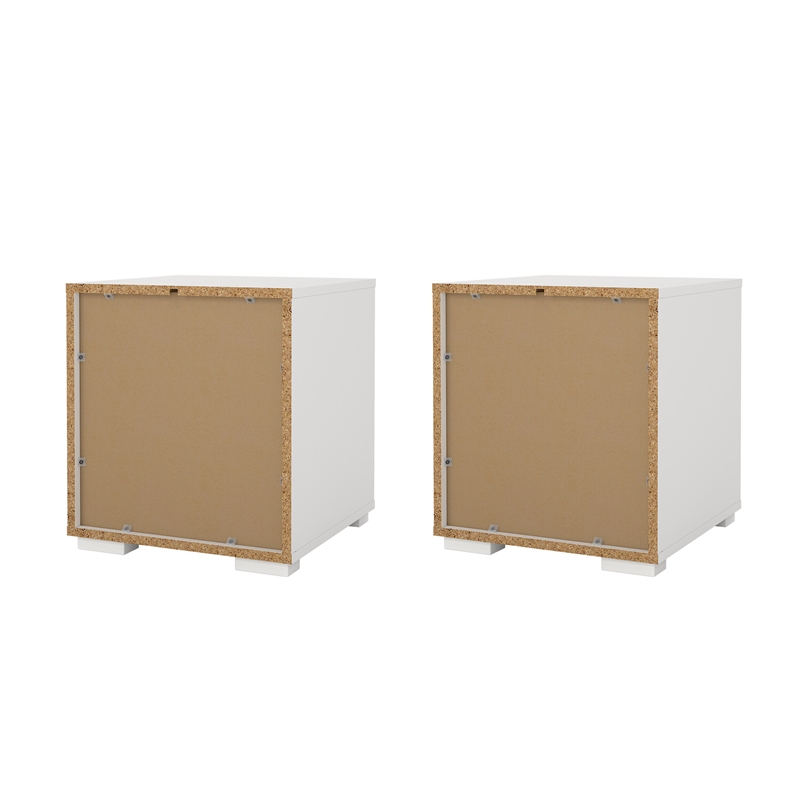 Tvilum Sofia 2 Drawer Engineered Wood Nightstand in White - Set of 2